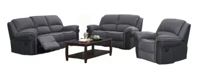 Kingston Recliner Sofa Suite - Grey, Fabric