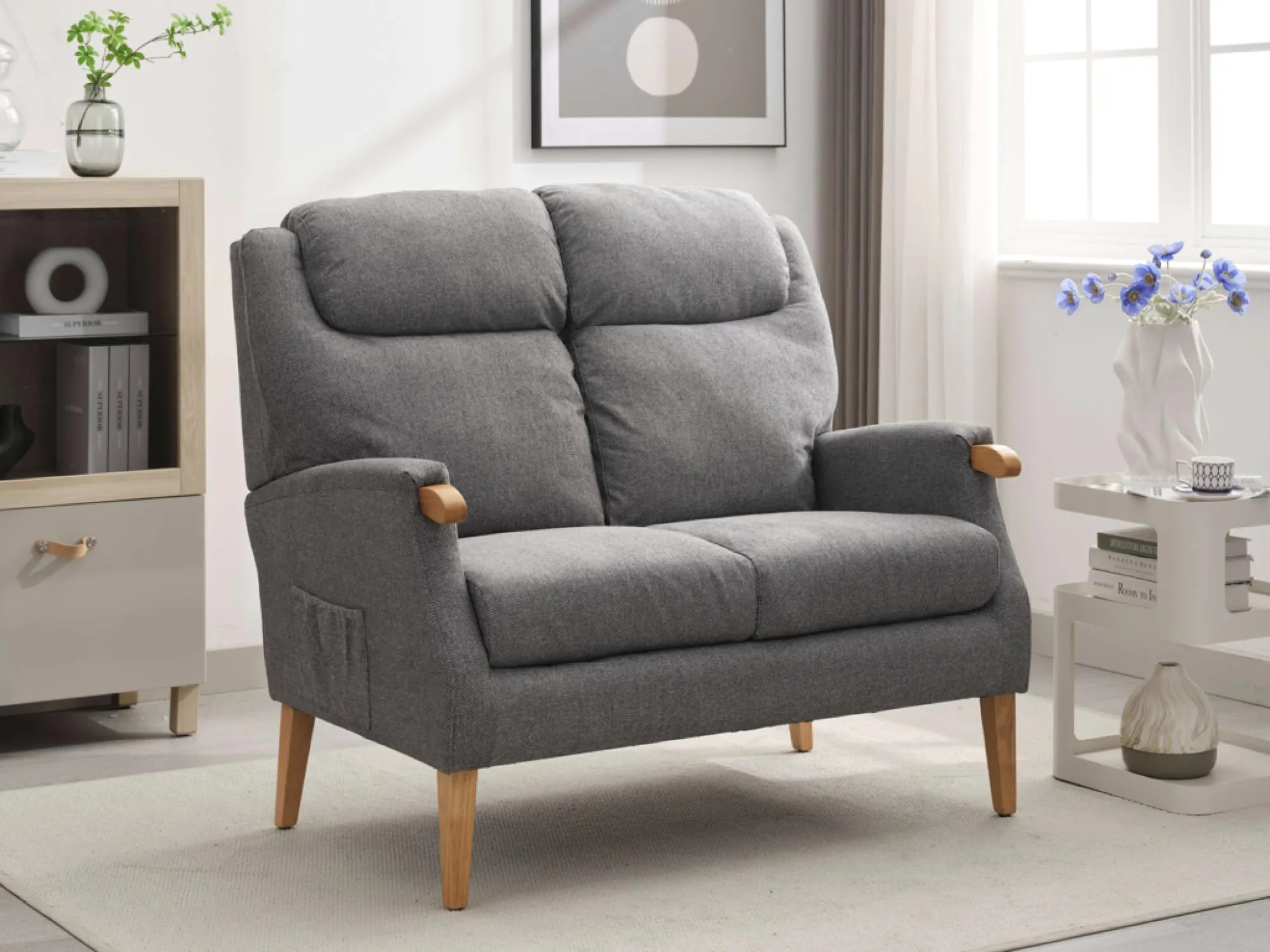 Lisbon 2-Seater Sofa - Grey, Fabric