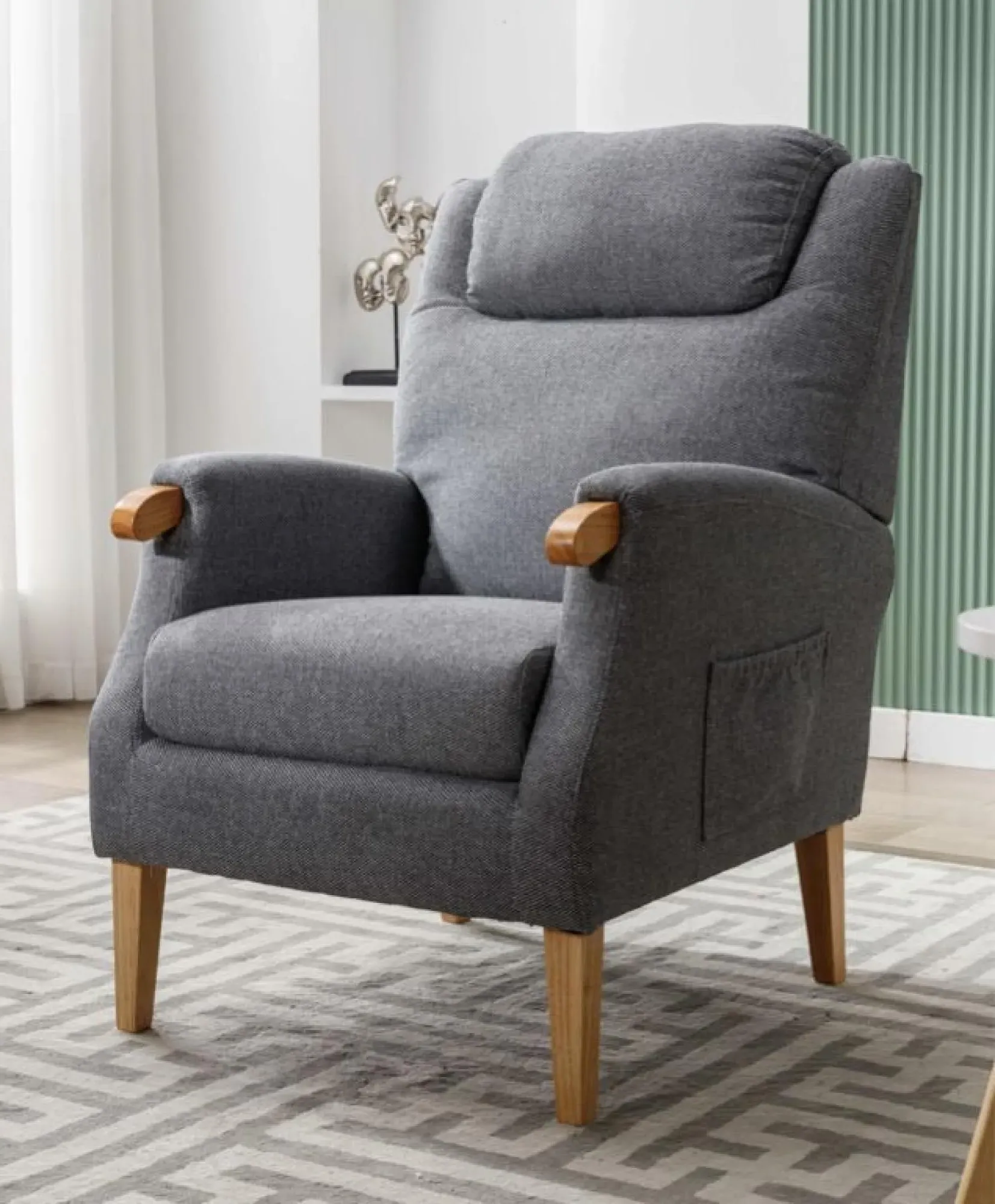 Lisbon Fireside Armchair - Grey, Fabric