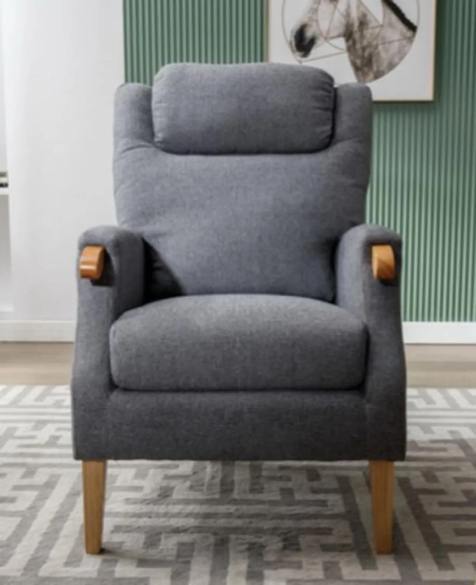Lisbon Fireside Armchair - Grey, Fabric