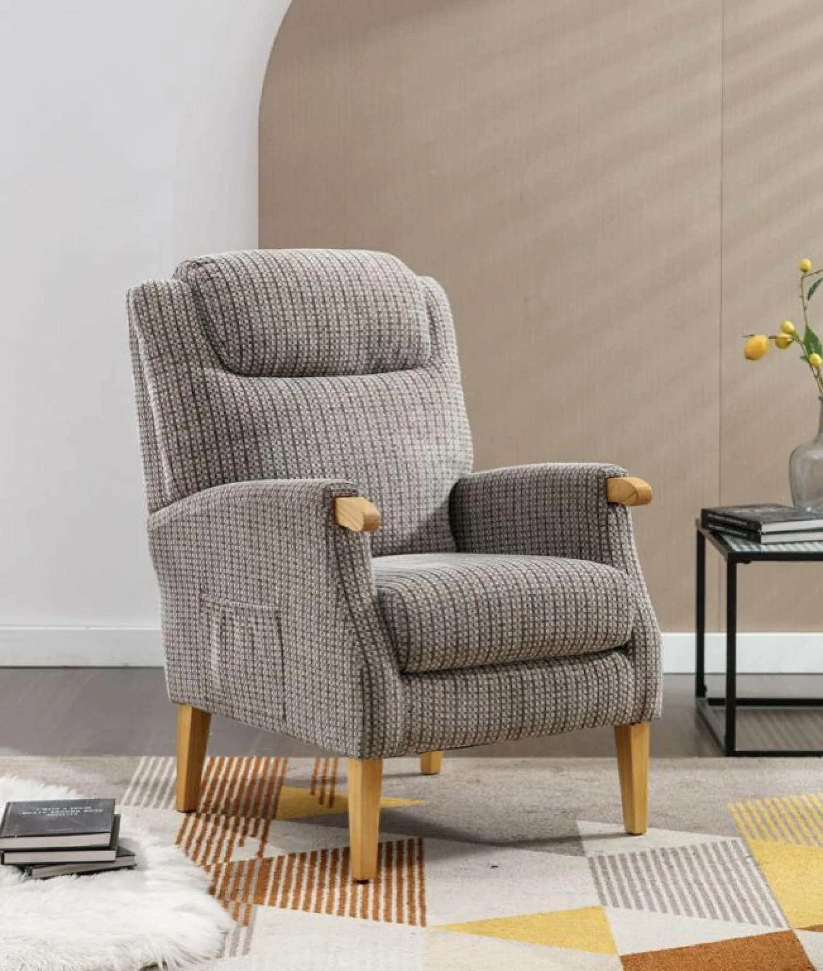 Lisbon Fireside Armchair - Latte, Fabric