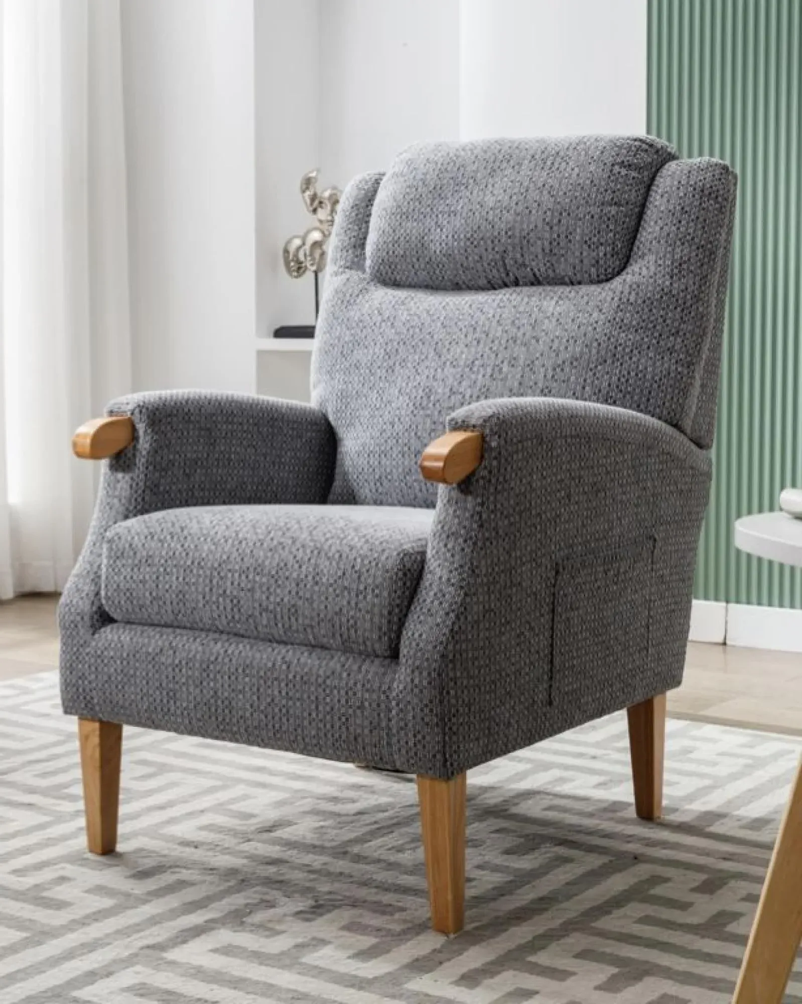 Lisbon Fireside Armchair - Steel Blue, Fabric
