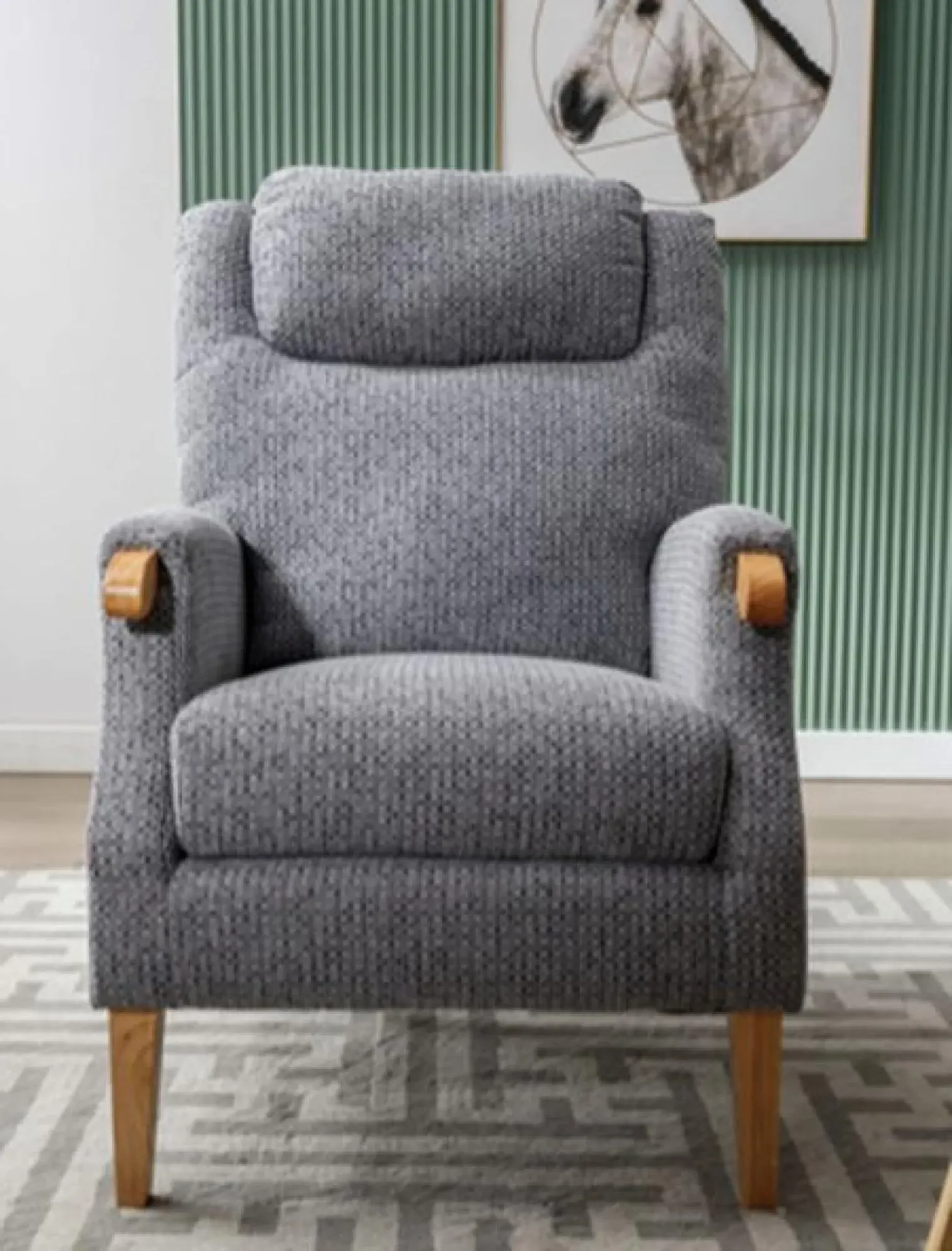 Lisbon Fireside Armchair - Steel Blue, Fabric