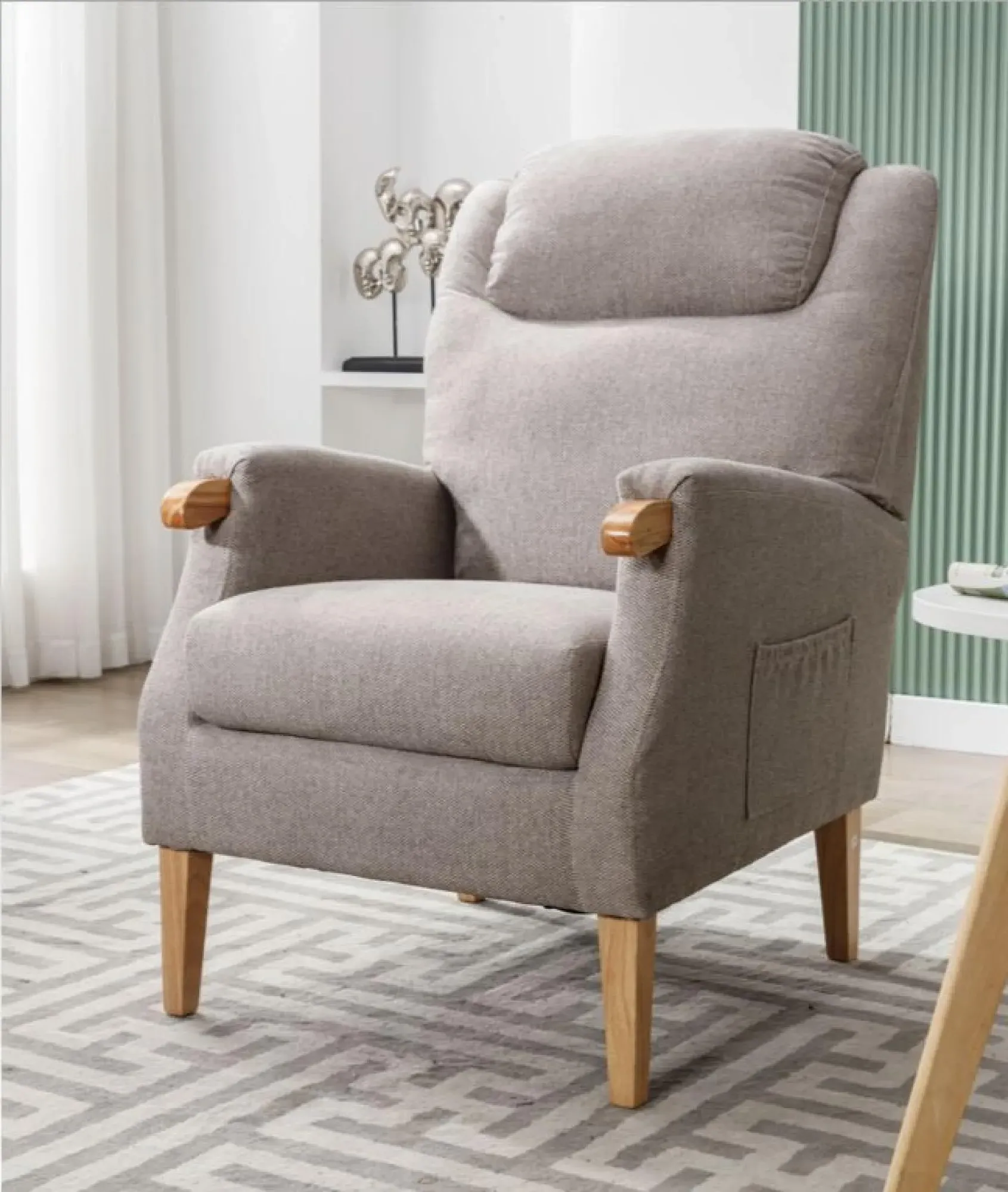 Lisbon Fireside Armchair - Taupe, Fabric