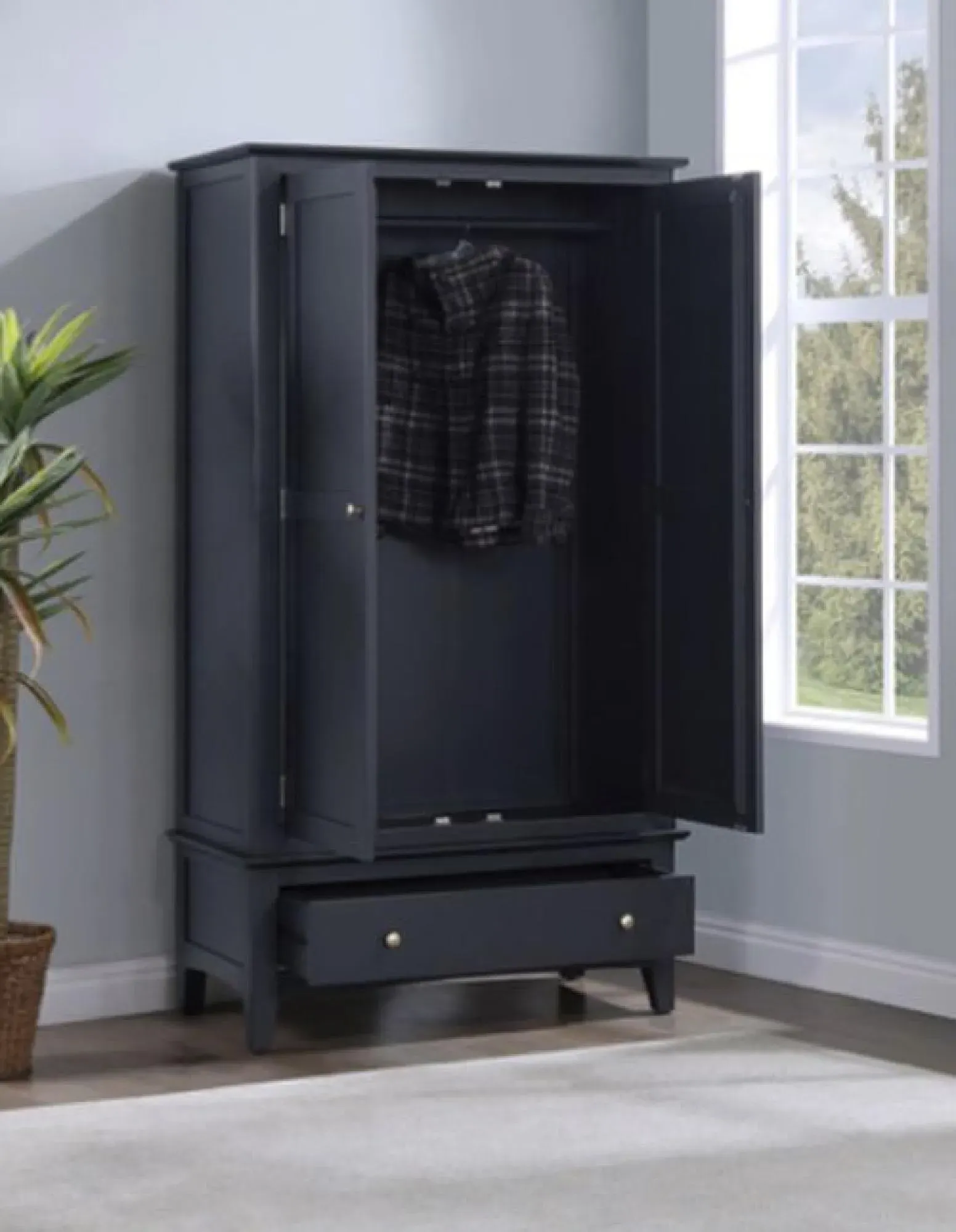 Luciana 2 Door 1 Drawer Wardrobe - Black