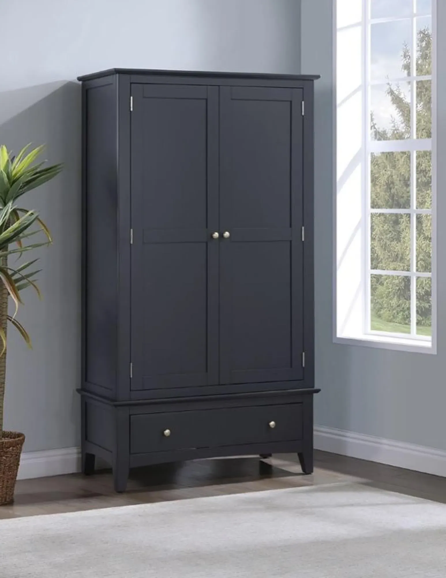 Luciana 2 Door 1 Drawer Wardrobe - Black