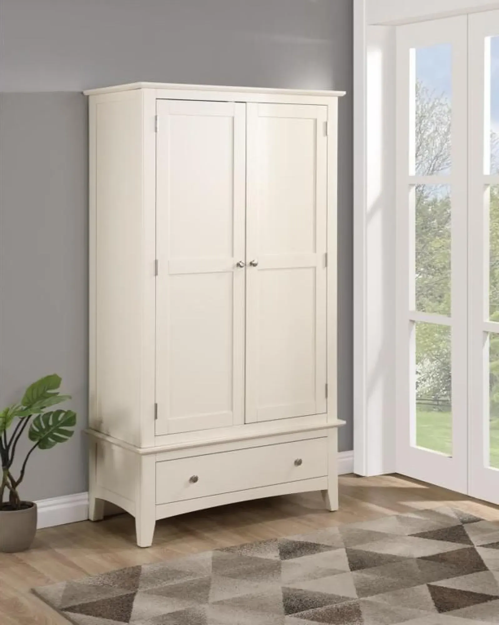 Luciana 2 Door 1 Drawer Wardrobe - Ivory