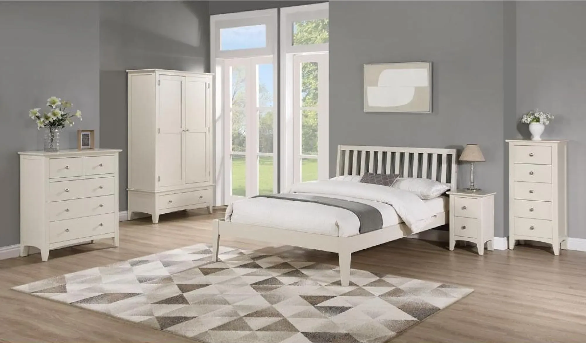 Luciana 2 Door 1 Drawer Wardrobe - Ivory