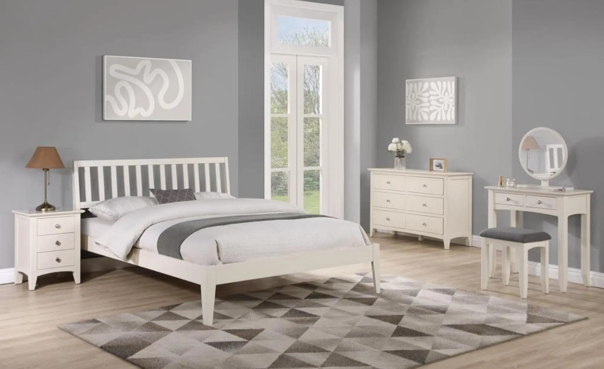 Luciana 2 Drawer Dressing Table and Stool - Ivory