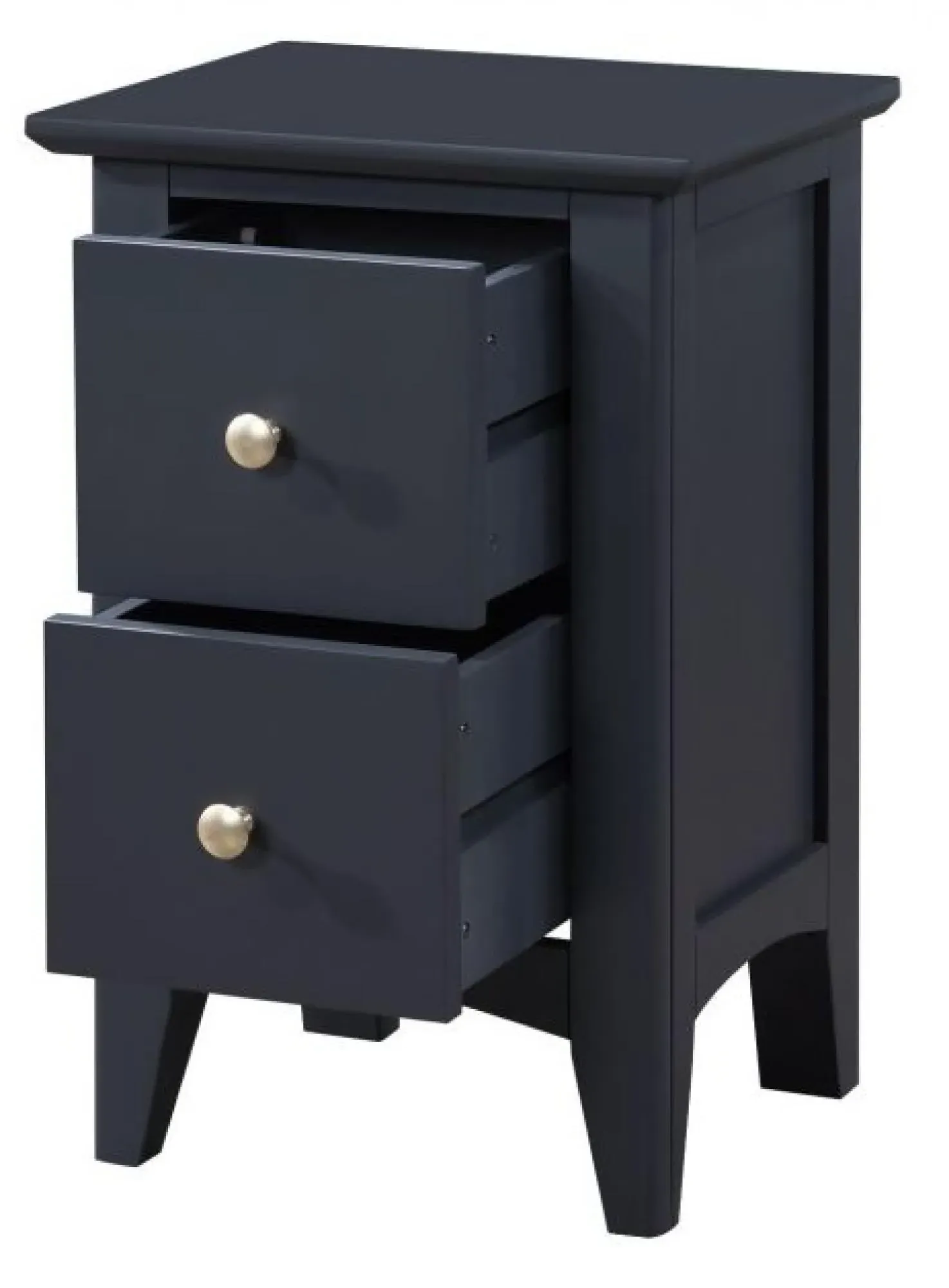 Luciana 2 Drawer Narrow Bedside Cabinet - Black