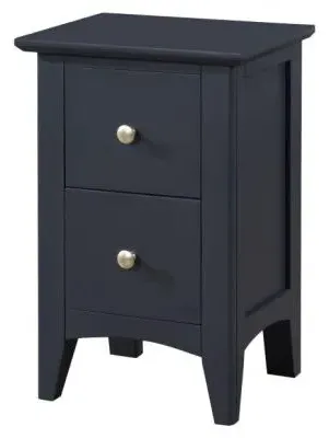 Luciana 2 Drawer Narrow Bedside Cabinet - Black