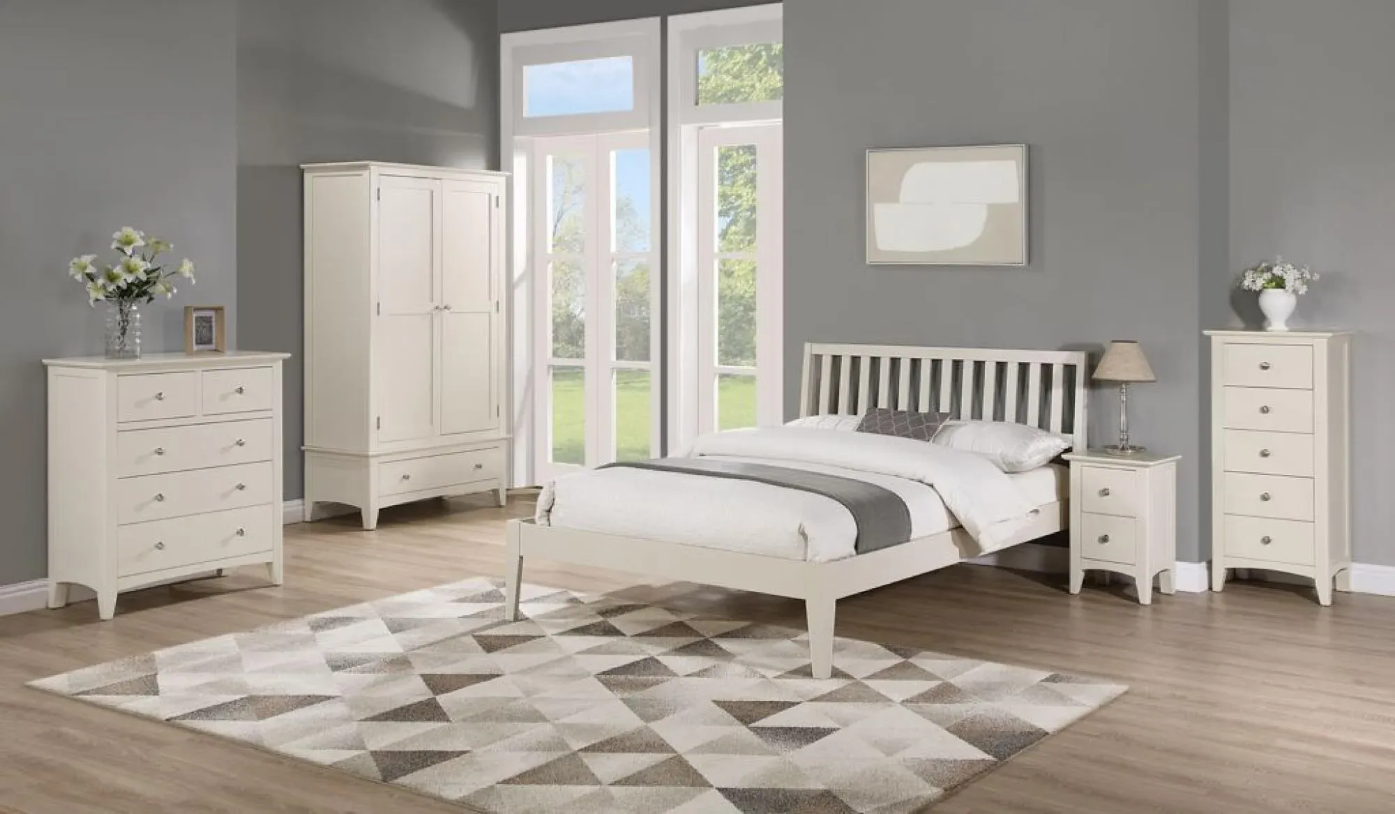 Luciana 2 Drawer Narrow Bedside Cabinet - Ivory