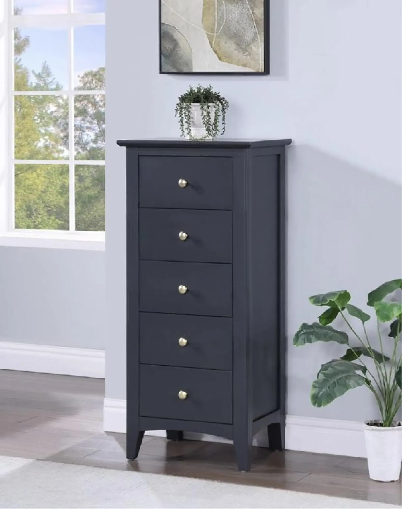 Luciana 5 Drawer Tall Chest - Black