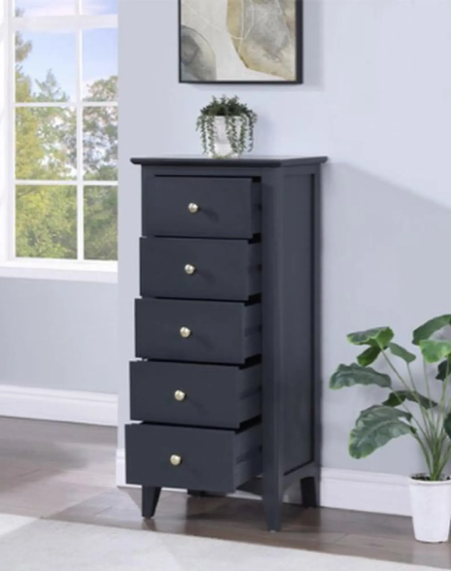 Luciana 5 Drawer Tall Chest - Black
