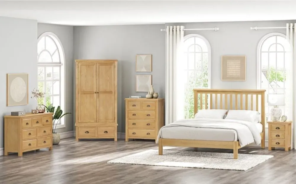 Lugano 2 Door 2 Drawer Wardrobe - Oak