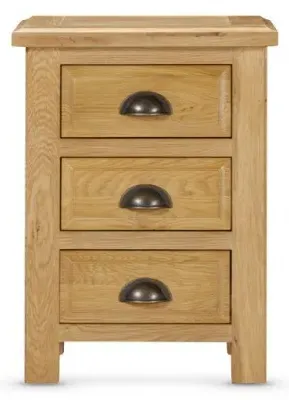 Lugano 3 Drawer Bedside Cabinet - Oak
