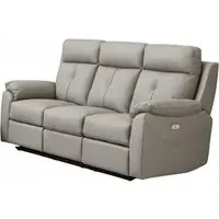 Milano 3-Seater Electric Recliner Sofa - Grey, Leather
