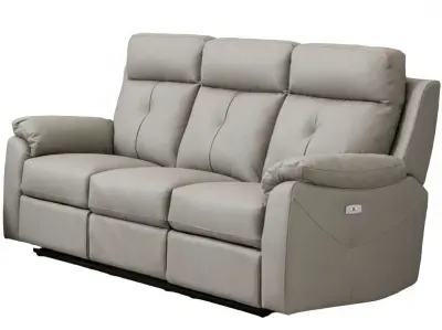 Milano 3-Seater Electric Recliner Sofa - Grey, Leather