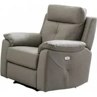 Milano Electric Recliner Armchair - Grey, Leather