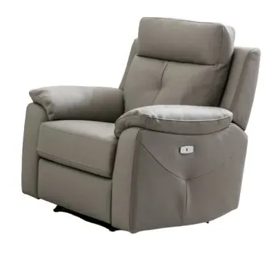 Milano Electric Recliner Armchair - Grey, Leather