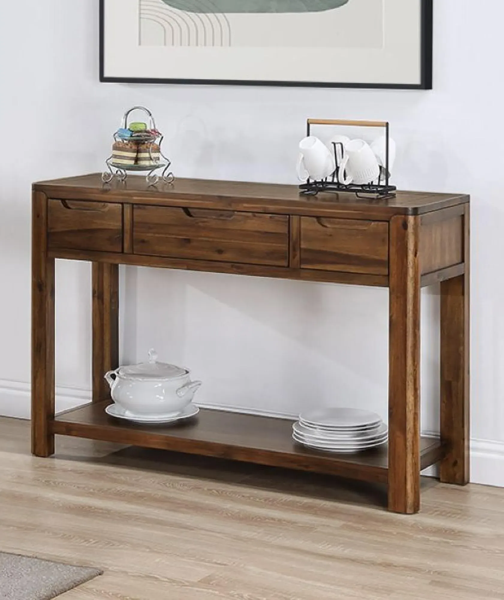 Monterey 3 Drawer Console Table - Walnut, Acacia Wood