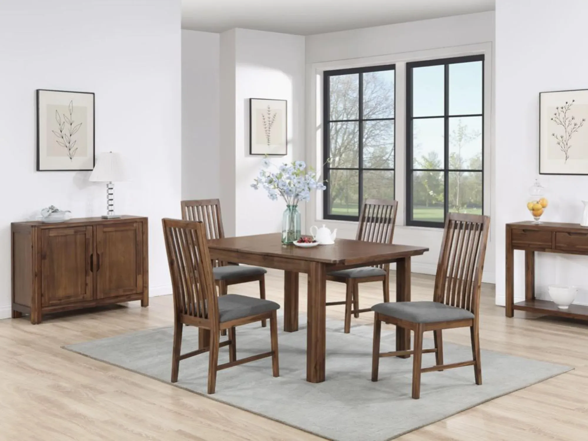 Monterey 4-6 Seater Extending Dining Table - Walnut, Acacia
