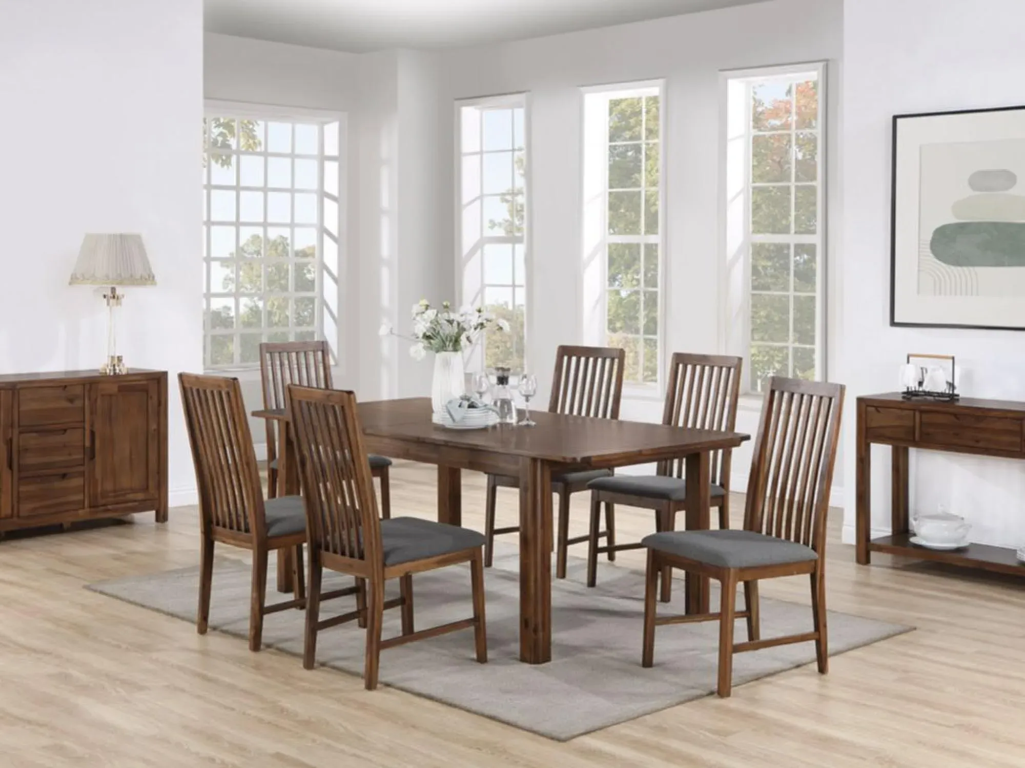 Monterey 6-Seater Extending Dining Set - Walnut, Acacia Wood