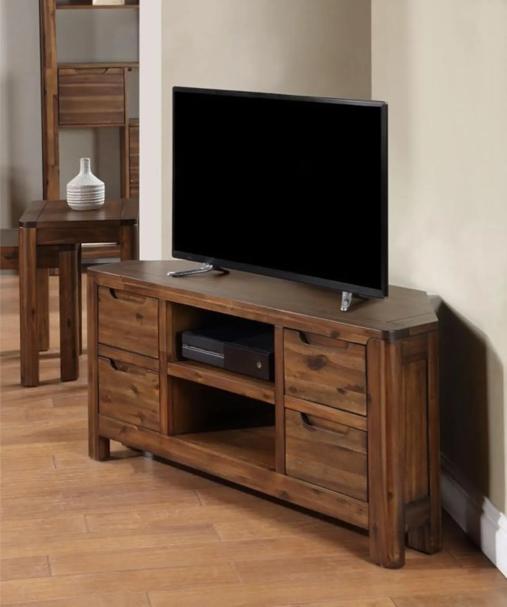 Monterey Corner TV Unit with Storage - Walnut, Acacia Wood