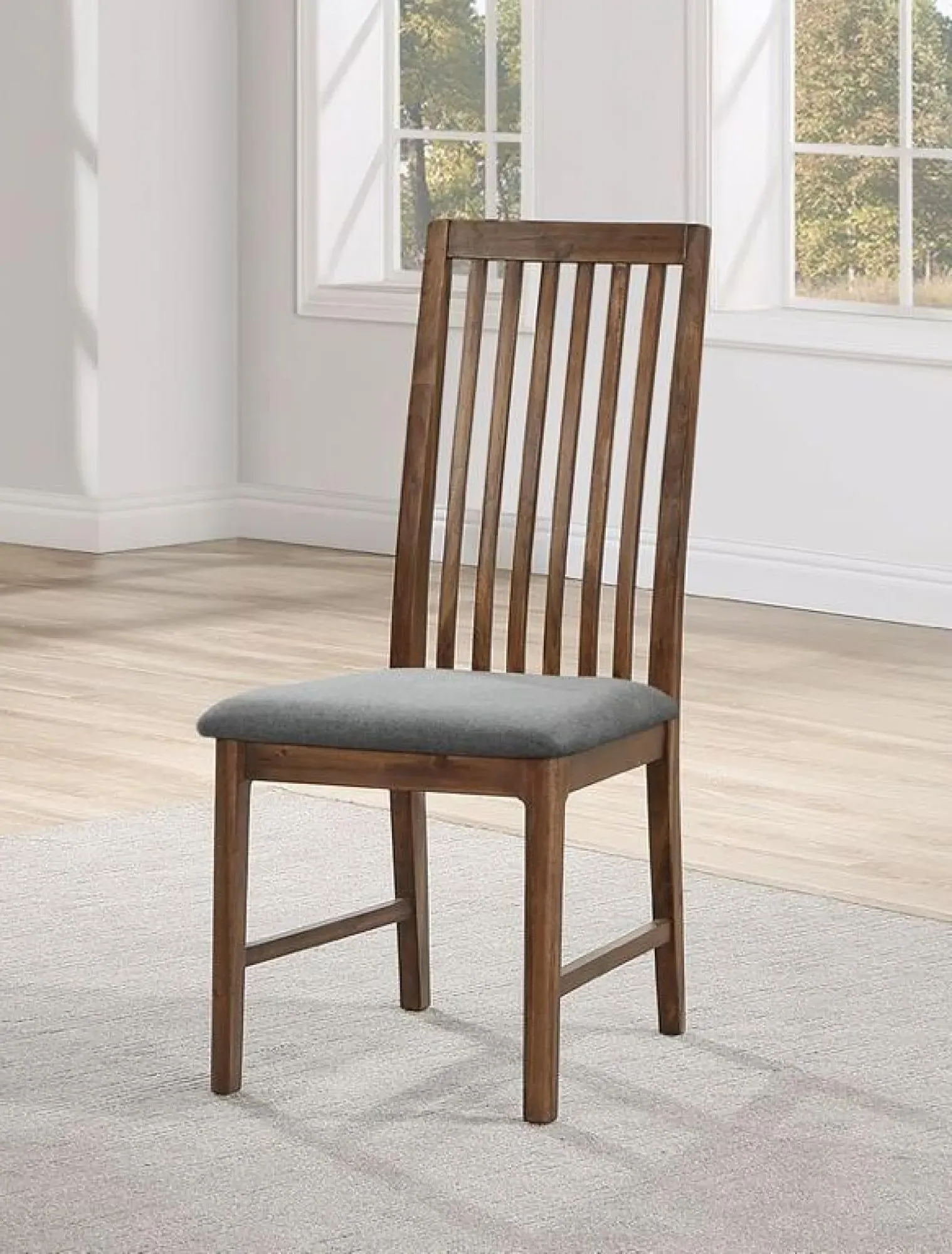 Monterey Slatted Back Dining Chair Set - Walnut, Acacia Wood