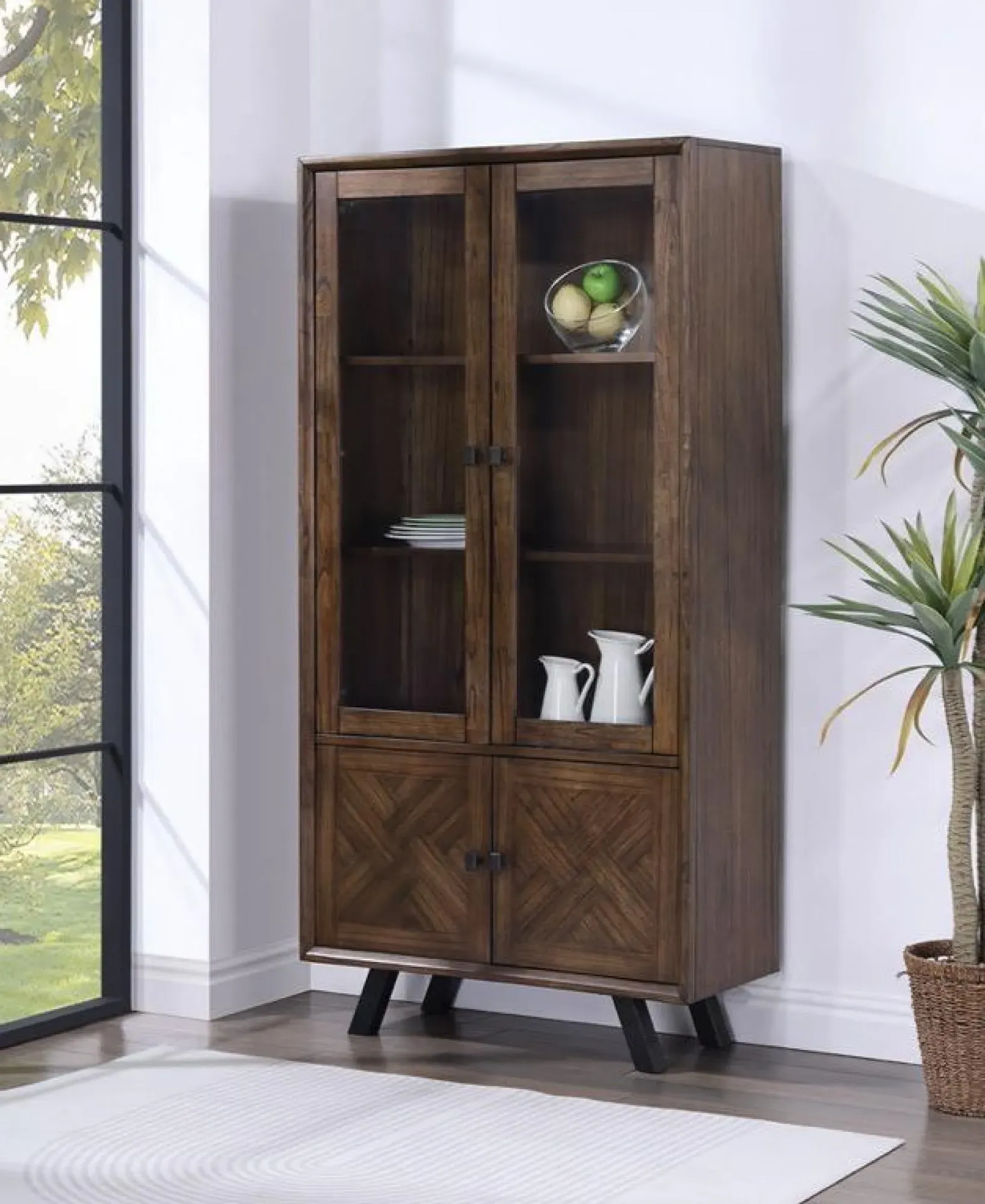 Nevada 2 Door Display Cabinet - Walnut