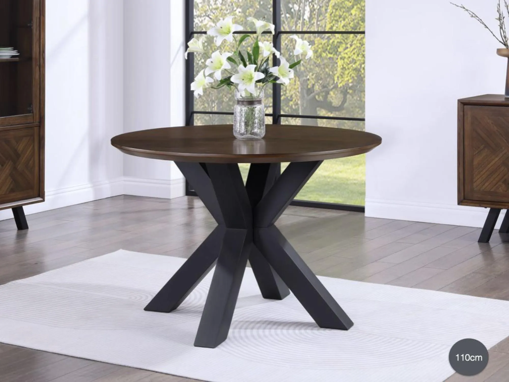 Nevada 2-Seater Round Dining Table - Walnut, Mindi Wood
