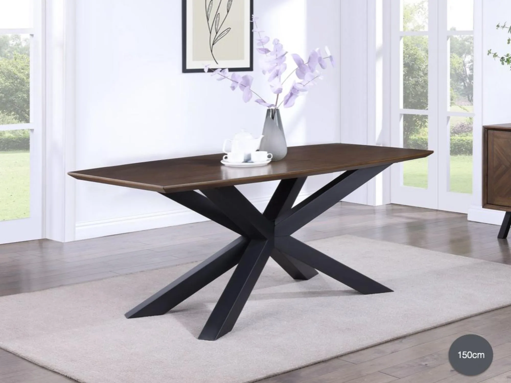 Nevada 4-Seater Dining Table Extendable - Walnut, Mindi Wood