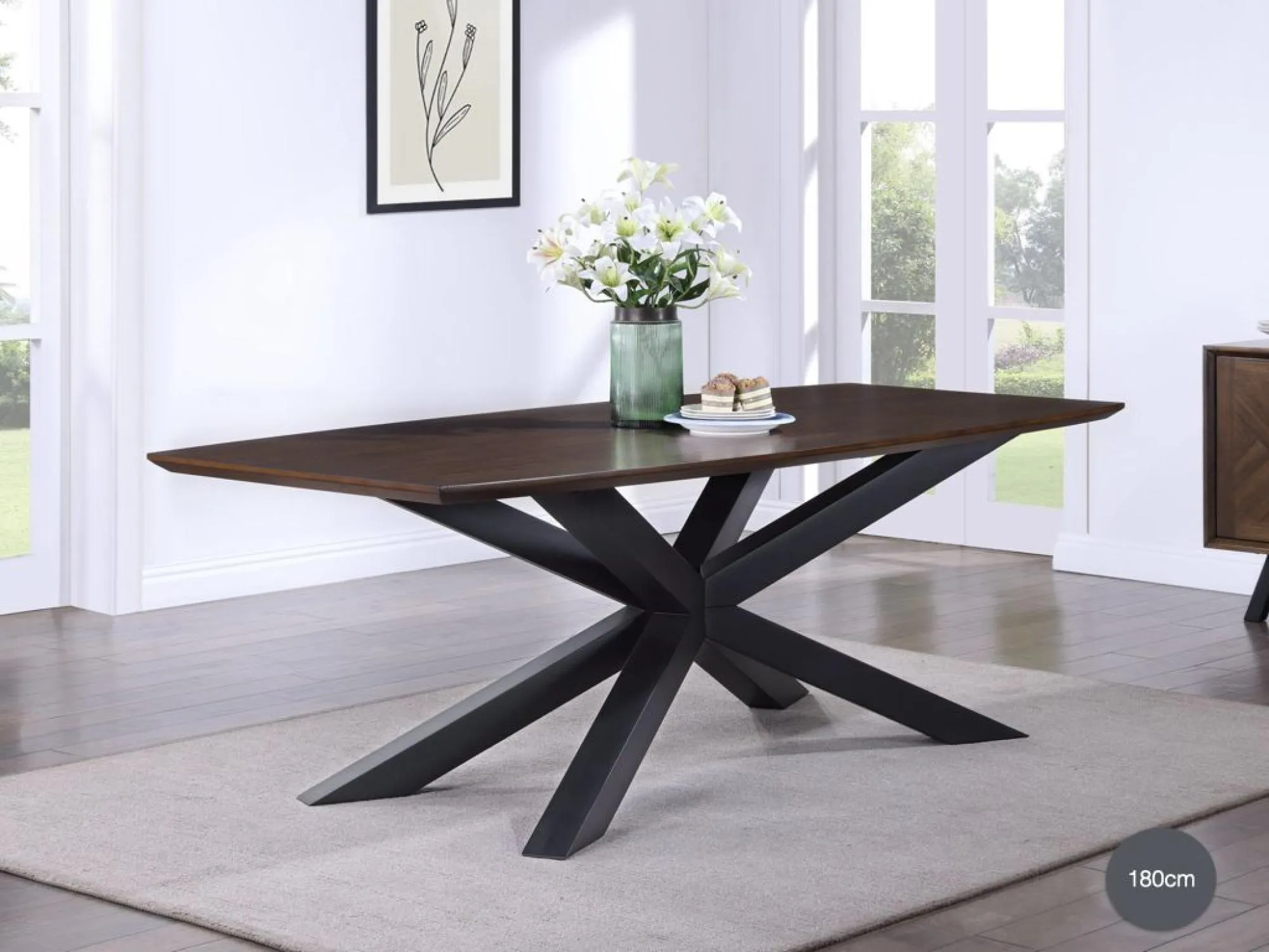 Nevada 6 Seater Dining Table Extendable - Walnut, Mindi Wood