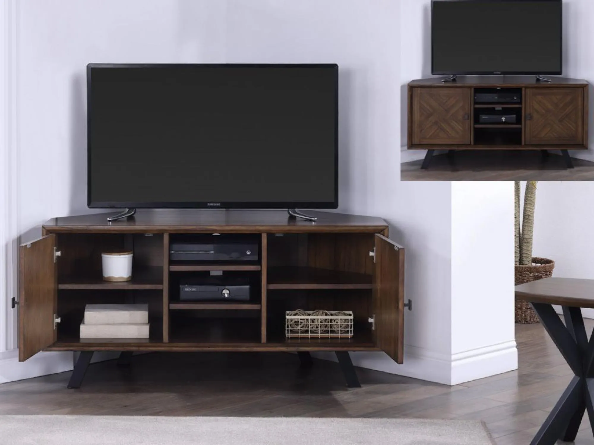 Nevada Corner TV Unit - Walnut