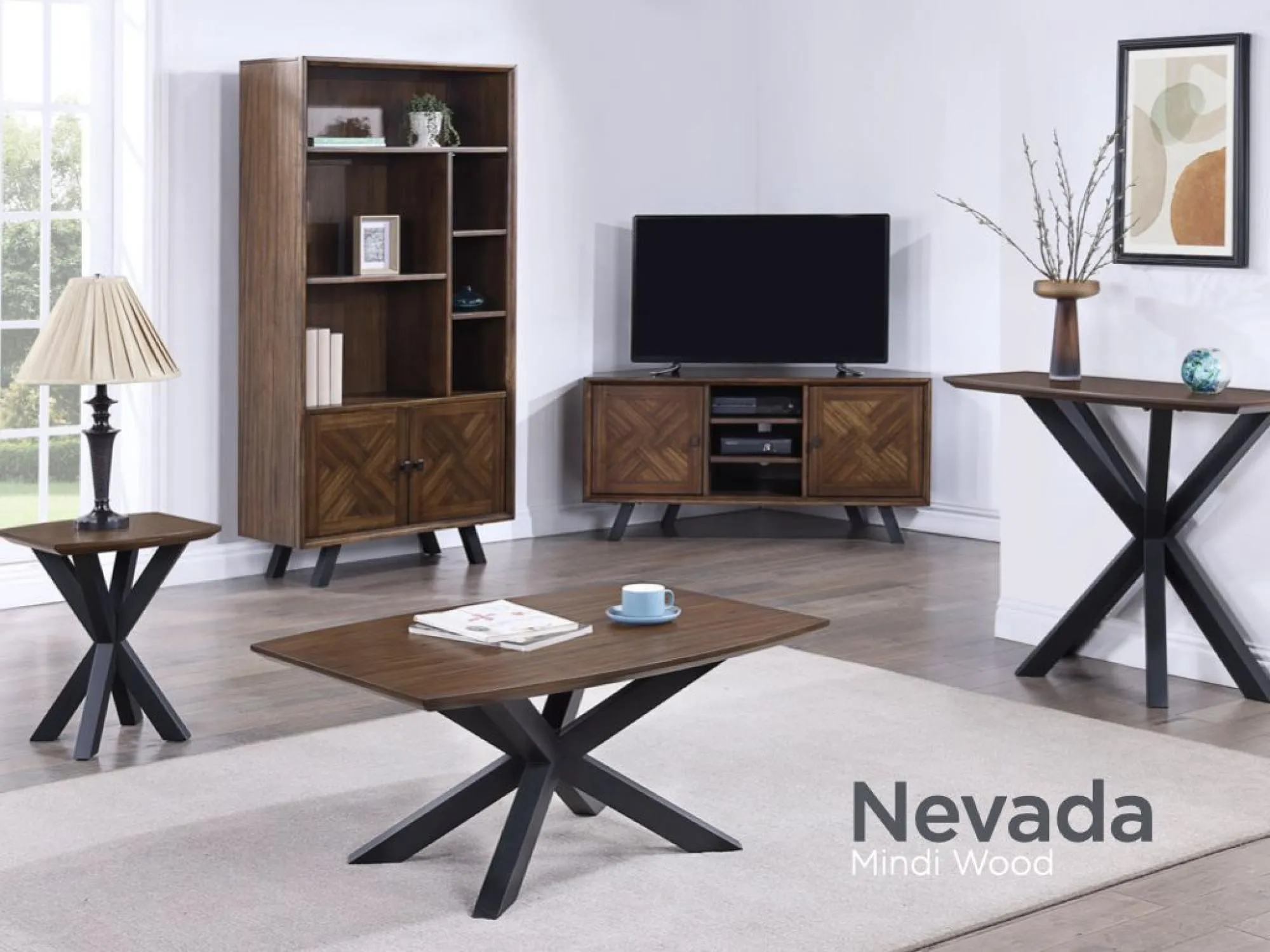 Nevada Corner TV Unit - Walnut