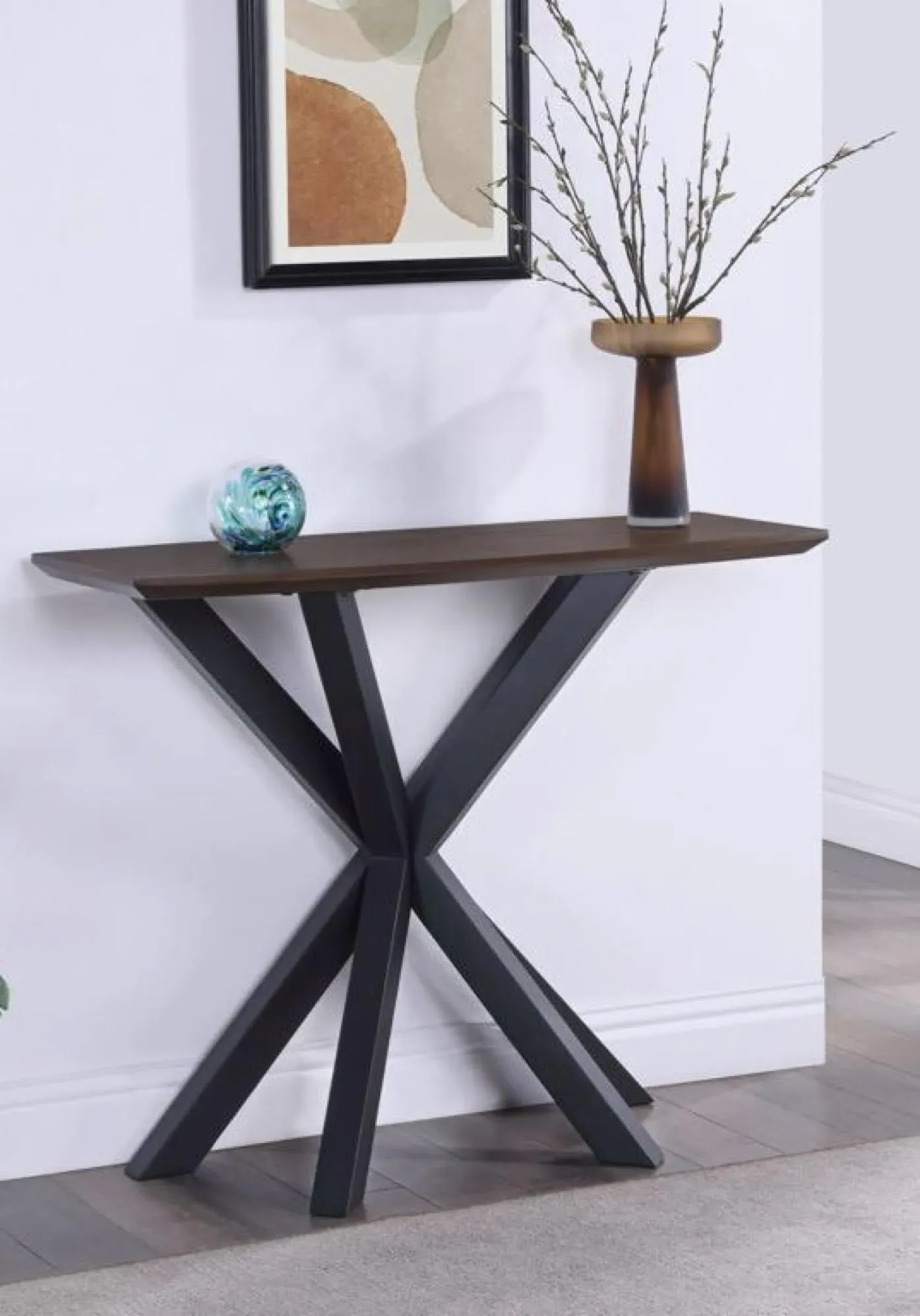 Nevada Curved Console Table - Walnut, Mindi Wood