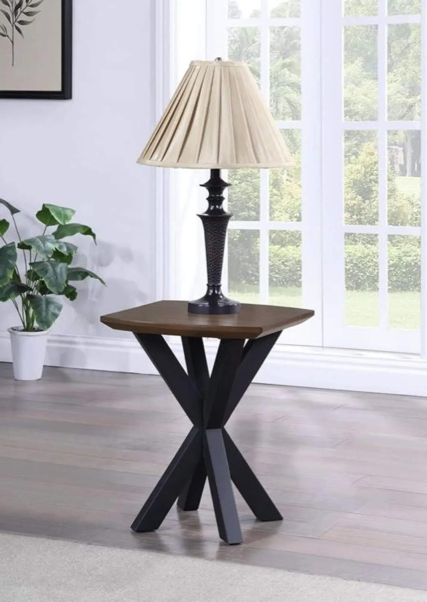 Nevada Curved Lamp Table - Walnut, Mindi Wood