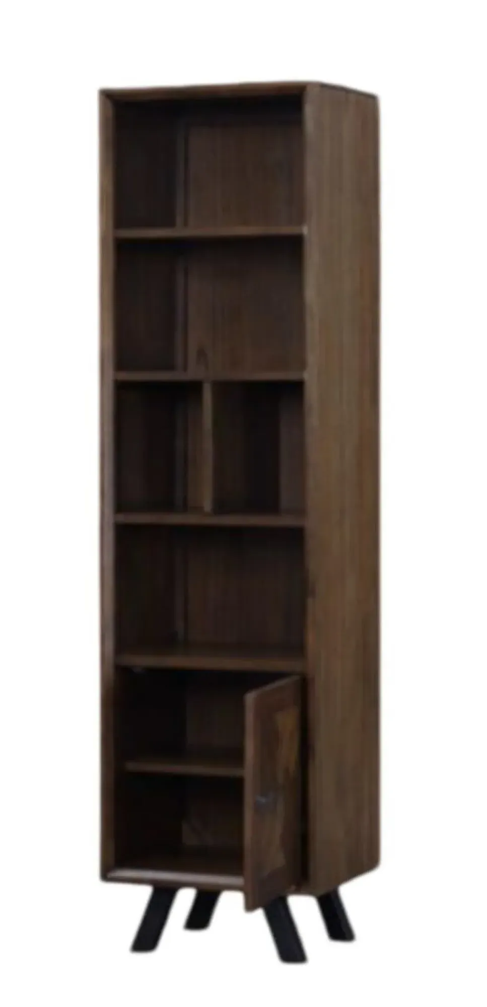 Nevada Narrow Bookcase with Cupboard - Walnut, Mindi Wood