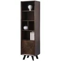 Nevada Narrow Bookcase with Cupboard - Walnut, Mindi Wood