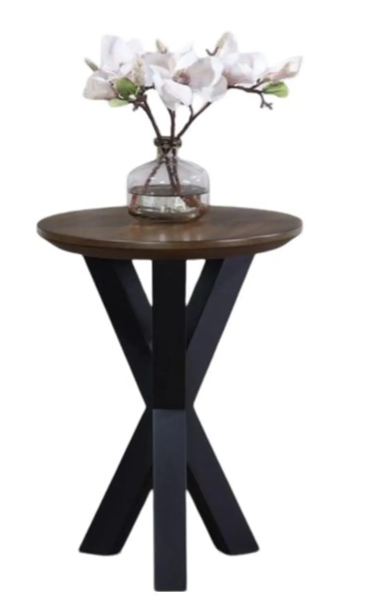 Nevada Round Lamp Table - Walnut, Mindi Wood