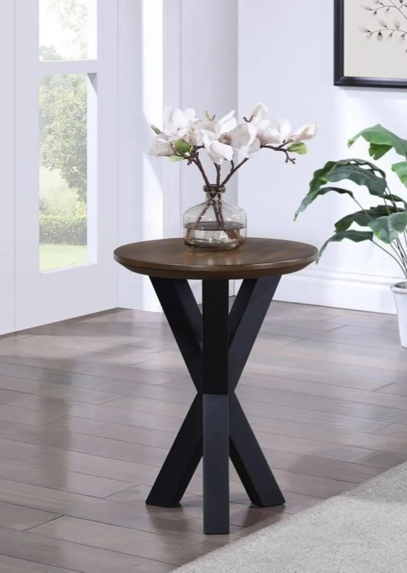 Nevada Round Lamp Table - Walnut, Mindi Wood