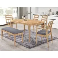 Orlando 6 Seater Dining Set with Bench - Oak