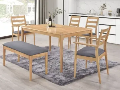 Orlando 6 Seater Dining Set with Bench - Oak image