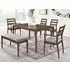 Orlando 6 Seater Dining Set with Bench - Walnut