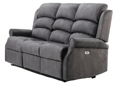 Penrith 3-Seater Electric Recliner Sofa - Grey, Fabric