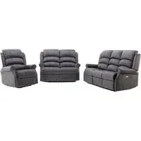 Penrith 3-Seater Electric Recliner Sofa Suite - Grey, Fabric