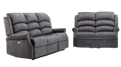 Penrith 3+2 Seater Electric Recliner Sofa Suite - Grey, Fabric image