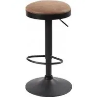 Remi Round Adjustable Barstool Set of 2 - Brown, Leather