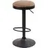 Remi Round Adjustable Barstool Set of 2 - Brown, Leather