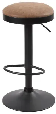 Remi Round Adjustable Barstool Set of 2 - Brown, Leather image